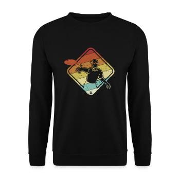 Retro Basket Disc Golfer Frisbee Golf - Unisex Sweatshirt - black - Front - Alina (178cm) & Michal (187cm)