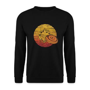 Rétro Disc Golfeur Frisbee Golf Basket Disc - Sweat-shirt Unisexe - noir - Devant - Alina (178cm) & Michal (187cm)