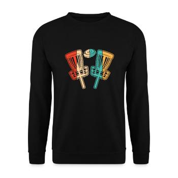 Retro Basket Disc Golfer Frisbee Golf - Unisex Sweatshirt - black - Front - Alina (178cm) & Michal (187cm)