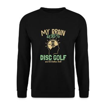 My Brain is 95% Disc Golf Basket Disc Disc - Unisex Sweatshirt - black - Front - Alina (178cm) & Michal (187cm)