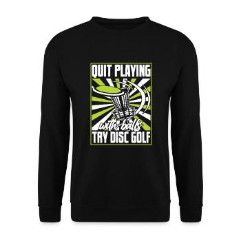 Arrêtez de jouer avec des balles Disc Golfer Frisbee Golf - Sweat-shirt Unisexe - noir - Devant - Alina (178cm) & Michal (187cm)