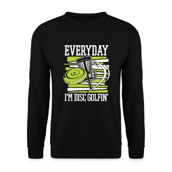 Everyday I'm Disc Golfing Frisbee Golf Basket - Unisex Sweatshirt - black - Front - Alina (178cm) & Michal (187cm)