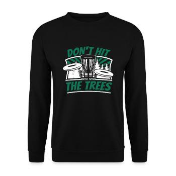 Don't Hit The Trees Frisbee Golf Basket Disc - Unisex Sweatshirt - black - Front - Alina (178cm) & Michal (187cm)