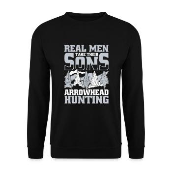 Real Men Take Their Sons Arrowhead Collecting - Unisex Sweatshirt - black - Front - Alina (178cm) & Michal (187cm)