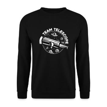 Team Telescope Kosmologe Astronomiefotograf - Unisex Pullover - Schwarz - Vorne - Alina (178cm) & Michal (187cm)