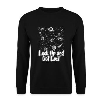Levez les yeux et perdez-vous Astronomie Photographe Cosmologiste - Sweat-shirt Unisexe - noir - Devant - Alina (178cm) & Michal (187cm)