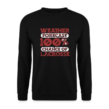 Weather Forecast 100% Chance Of Lacrosse - Unisex Pullover - Schwarz - Vorne - Alina (178cm) & Michal (187cm)