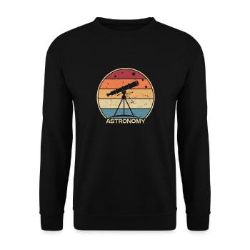 Retro Kosmologe Astronomiefotograf Sternenhimmel - Unisex Pullover - Schwarz - Vorne - Alina (178cm) & Michal (187cm)
