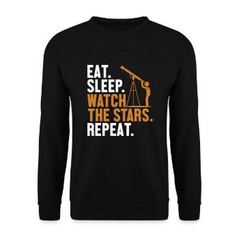 Eat Sleep Watch The Stars Repeat Cosmologist - Unisex Sweatshirt - black - Front - Alina (178cm) & Michal (187cm)