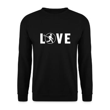 Lacrosse Love Intercrosse Lax Spieler Polocrosse - Unisex Pullover - Schwarz - Vorne - Alina (178cm) & Michal (187cm)