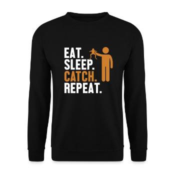 Eat Sleep Catch Repeat Tadpole Tree Frog - Unisex Sweatshirt - black - Front - Alina (178cm) & Michal (187cm)