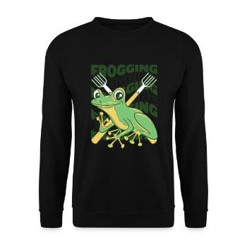 frogging tadpole tree frog toad frog catcher - Unisex Sweatshirt - black - Front - Alina (178cm) & Michal (187cm)
