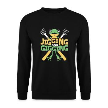 Jigging And Gigging Toad Tadpole Frog Catcher - Unisex Sweatshirt - black - Front - Alina (178cm) & Michal (187cm)