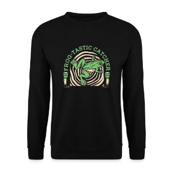 Frog Tastic Catcher Tadpole Tree Frog Frog - Unisex Sweatshirt - black - Front - Alina (178cm) & Michal (187cm)