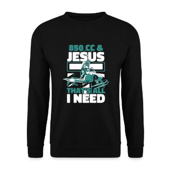 850 CC And Jesus That's All I Need Snowmobile - Unisex Pullover - Schwarz - Vorne - Alina (178cm) & Michal (187cm)