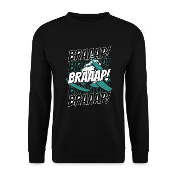 Braaap Braaap Motoneige Conducteurs de motoneige - Sweat-shirt Unisexe - noir - Devant - Alina (178cm) & Michal (187cm)