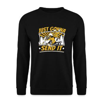 Just Gonna Send It Schneemotorrad Snowmobile - Unisex Pullover - Schwarz - Vorne - Alina (178cm) & Michal (187cm)