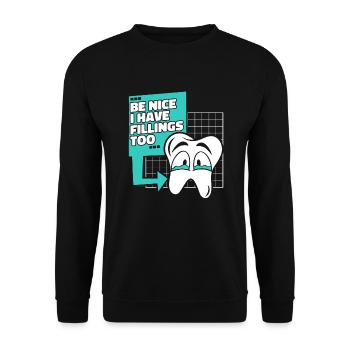Soyez gentil j’ai des plombages trop laboratoire dentaire - Sweat-shirt Unisexe - noir - Devant - Alina (178cm) & Michal (187cm)