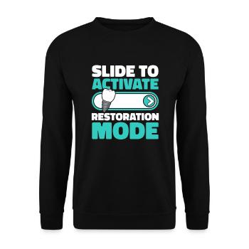 Slide To Activate Restoration Mode Zahnlabor - Unisex Pullover - Schwarz - Vorne - Alina (178cm) & Michal (187cm)