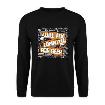 Will Fix Computer For Beer IT Operations Admin - Unisex Sweatshirt - black - Front - Alina (178cm) & Michal (187cm)