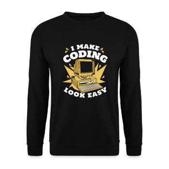 I Make Coding Look Easy Developer Coder - Unisex Pullover - Schwarz - Vorne - Alina (178cm) & Michal (187cm)