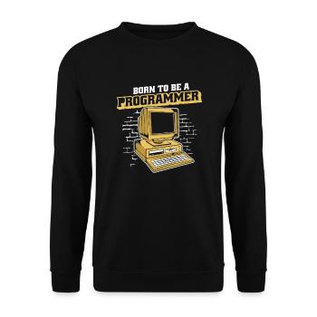 Né pour être un programmeur Développeur Coder - Sweat-shirt Unisexe - noir - Devant - Alina (178cm) & Michal (187cm)