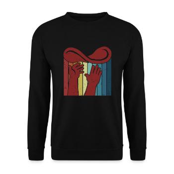 Retro Pizzablech Pizzaofen Pizza Pizza Liebhaber - Unisex Pullover - Schwarz - Vorne - Alina (178cm) & Michal (187cm)