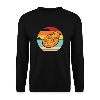 Retro Pizzaofen Pizza Pizzablech Pizza Liebhaber - Unisex Pullover - Schwarz - Vorne - Alina (178cm) & Michal (187cm)
