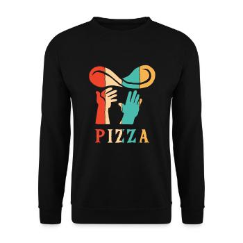Retro Pizza Pizzablech Pizzaofen Pizza Liebhaber - Unisex Pullover - Schwarz - Vorne - Alina (178cm) & Michal (187cm)