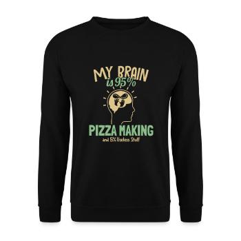 My Brain is 95% Pizza Making Pizza Pizzablech - Unisex Pullover - Schwarz - Vorne - Alina (178cm) & Michal (187cm)