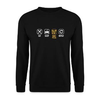 Eat Sleep Make Pizza Repeat Pizza Pizzablech - Unisex Pullover - Schwarz - Vorne - Alina (178cm) & Michal (187cm)