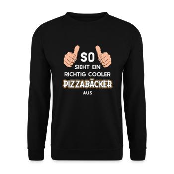 So sieht ein cooler Pizzabäcker aus Pizza - Unisex Pullover - Schwarz - Vorne - Alina (178cm) & Michal (187cm)