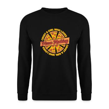 Crust A Girl Who Loves Pizza Making Pizza - Unisex Pullover - Schwarz - Vorne - Alina (178cm) & Michal (187cm)