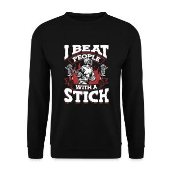 J’ai battu les gens avec un bâton intercrosse laxiste - Sweat-shirt Unisexe - noir - Devant - Alina (178cm) & Michal (187cm)