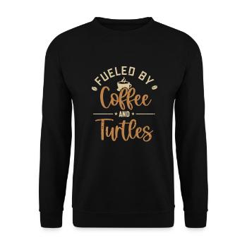 Fueled by Coffee and Turtles Riesenschildkröte - Unisex Pullover - Schwarz - Vorne - Alina (178cm) & Michal (187cm)