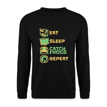 Eat Sleep Catch Frogs Repeat Toad Tadpole - Unisex Sweatshirt - black - Front - Alina (178cm) & Michal (187cm)