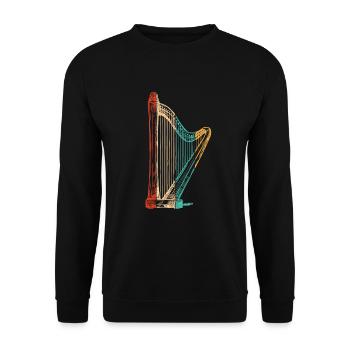 Retro Konzertharfe Harfenmusik Harfe Harfenspieler - Unisex Pullover - Schwarz - Vorne - Alina (178cm) & Michal (187cm)