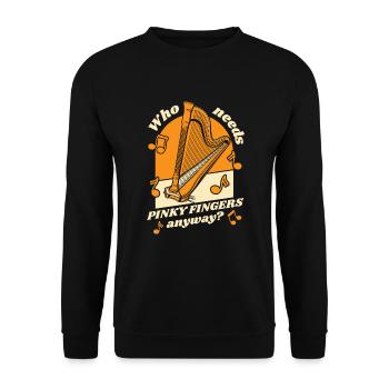 Who Needs Pinky Fingers Anyway Concert Harp - Unisex Sweatshirt - black - Front - Alina (178cm) & Michal (187cm)
