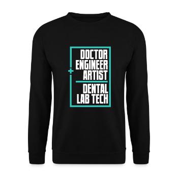 Doctor Engineer Artist Dentallabor Zahnlabor - Unisex Pullover - Schwarz - Vorne - Alina (178cm) & Michal (187cm)