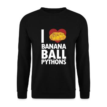 I love Banana Ball Pythons Snake Banana Ball - Unisex Sweatshirt - black - Front - Alina (178cm) & Michal (187cm)