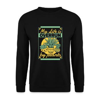 My Life is Overrun By Plants Gartenbau Gärtner - Unisex Pullover - Schwarz - Vorne - Alina (178cm) & Michal (187cm)