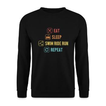 Manger dormir Natation Course Course Répéter l’entraînement des triathlètes - Sweat-shirt Unisexe - noir - Devant - Alina (178cm) & Michal (187cm)