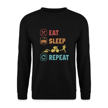 Eat Sleep Swim Ride Run Repeat Training Triathlet - Unisex Pullover - Schwarz - Vorne - Alina (178cm) & Michal (187cm)