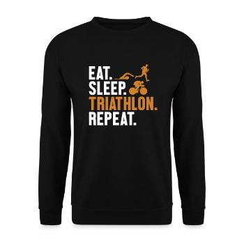 Eat Sleep Triathlon Repeat Triathlete Training - Unisex Sweatshirt - black - Front - Alina (178cm) & Michal (187cm)