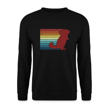 Retro Langhaar Kurzschwanz Langschwanz Züchter - Unisex Pullover - Schwarz - Vorne - Alina (178cm) & Michal (187cm)