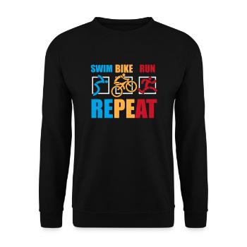 natation vélo course entraînement répété vélo de triathlon pro - Sweat-shirt Unisexe - noir - Devant - Alina (178cm) & Michal (187cm)