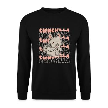 Chinchilla Langhaar Kurzschwanz Langschwanz - Unisex Pullover - Schwarz - Vorne - Alina (178cm) & Michal (187cm)