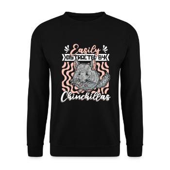 Easily Distracted By Chinchillas Longhair Breeders - Unisex Sweatshirt - black - Front - Alina (178cm) & Michal (187cm)