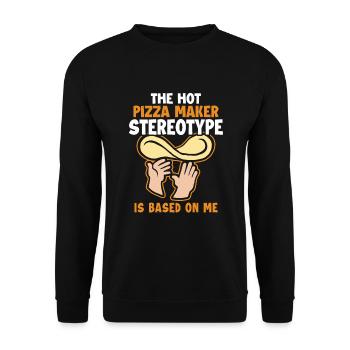 Le stéréotype du fabricant de pizzas est basé sur Me Pizza - Sweat-shirt Unisexe - noir - Devant - Alina (178cm) & Michal (187cm)