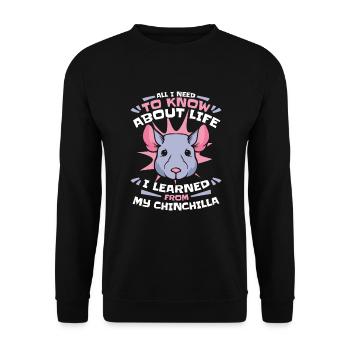I learned from My Chinchilla Shorttail Longhair - Unisex Sweatshirt - black - Front - Alina (178cm) & Michal (187cm)